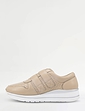 Wide EE Fit Touch Fasten Leather Punchout Trainer - Stone