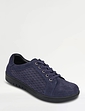 Wide EE Fit Suede Punchwork Lace Up Shoe - Navy