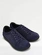 Wide EE Fit Suede Punchwork Lace Up Shoe - Navy