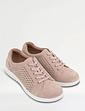 Wide EE Fit Suede Punchwork Lace Up Shoe - Pink