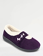 Touch Fasten Embroidered Slipper - Heather