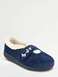 Touch Fasten Embroidered Slipper - Navy