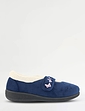 Touch Fasten Embroidered Slipper - Navy