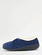 Touch Fasten Embroidered Slipper - Navy