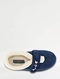 Touch Fasten Embroidered Slipper - Navy