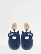 Touch Fasten Embroidered Slipper - Navy