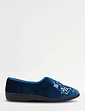 Dr Keller Embroidered Touch Fasten Slipper - Navy