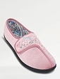 Dr Keller Embroidered Touch Fasten Slipper - Pink