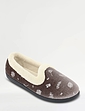 Slip On Print Velour Slipper - Grey