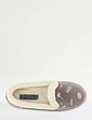 Slip On Print Velour Slipper - Grey