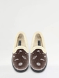 Slip On Print Velour Slipper - Grey