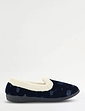 Slip On Print Velour Slipper - Navy