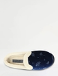 Slip On Print Velour Slipper - Navy