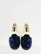 Slip On Print Velour Slipper - Navy