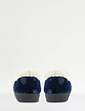 Slip On Print Velour Slipper - Navy