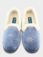 Fleece Lined Star Print Slipper - Blue