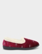 Fleece Lined Star Print Slipper - Burgundy