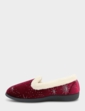 Fleece Lined Star Print Slipper - Burgundy
