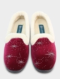 Fleece Lined Star Print Slipper - Burgundy