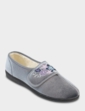 Dr Keller Embroidered Faux Fur Lined Slipper - Grey