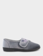 Dr Keller Embroidered Faux Fur Lined Slipper - Grey