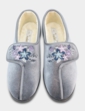 Dr Keller Embroidered Faux Fur Lined Slipper - Grey