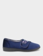 Dr Keller Embroidered Faux Fur Lined Slipper - Navy
