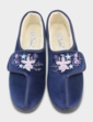 Dr Keller Embroidered Faux Fur Lined Slipper - Navy