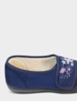 Dr Keller Embroidered Faux Fur Lined Slipper - Navy