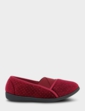 Dr Lightfoot Glitter Dot Velour E Fit Slipper - Wine