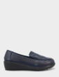 Dr Lightfoot Slip On Quilted Top EE Fit Shoe - Navy