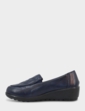 Dr Lightfoot Slip On Quilted Top EE Fit Shoe - Navy
