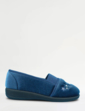 Elastic Gusset EEE Fit Slipper - Blue