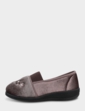 Elastic Gusset EEE Fit Slipper - Mink