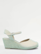 Wide EE Fit Mock Suede Covered Toe Wedge Espadrille Shoe - Beige
