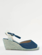 Wide EE Fit Mock Suede Covered Toe Wedge Espadrille Shoe - Navy