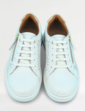 Leather Punchout Metallic Trim Wide EE Fit Trainer - White