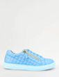 Quilted Side Zip Wide EE Fit Leather Trainer - Blue