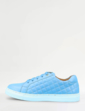 Quilted Side Zip Wide EE Fit Leather Trainer - Blue