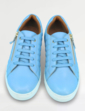 Quilted Side Zip Wide EE Fit Leather Trainer - Blue