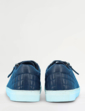 Quilted Side Zip Wide EE Fit Leather Trainer - Navy