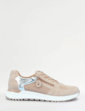 Dr Keller Nubuck Look Trainer With Side Zip And Lace Up - Beige