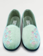 Dr Keller E Fit Embroidered Slipper - Soft Green