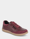 Leather EE Fit Side Zip and Lace Up Trainer - Burgundy