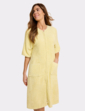 Zip Through Three Quarter Sleeve Dressing Gown - Lemon
