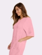 Zip Through Three Quarter Sleeve Dressing Gown - Pink