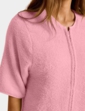 Zip Through Three Quarter Sleeve Dressing Gown - Pink