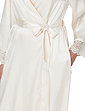 Woven Satin Dressing Gown with Lace Trim