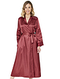 Woven Satin Dressing Gown with Lace Trim
