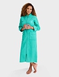 Knitted Zip Embroidered Dressing Gown - Green